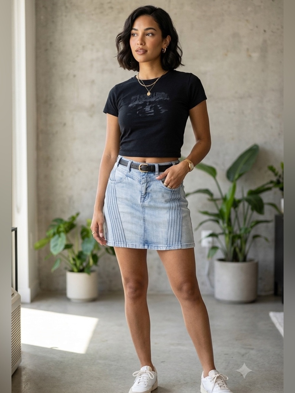 Never worn! Rock & Republic Light Wash short Denim Skirt with Pintuck Detail
